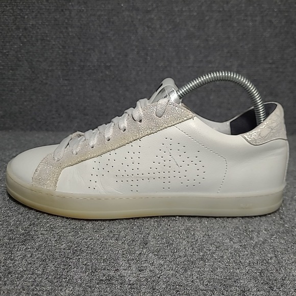 P448 John Low Top Sneakers Metallic Silver White Women's EU 40/ US 9.5 -10 - Picture 11 of 16